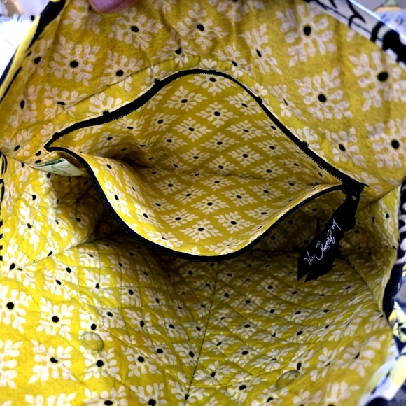 Retired Vera Bradley Baroque Large Tote Bag Black White Yellow - Picture 12 of 13